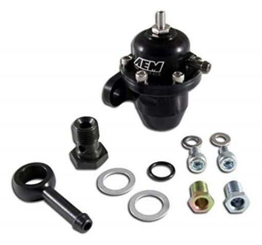 Bild von AEM Acura und Honda Kraftstoffdruckregler Inline mit 90-Grad-Rücklaufanschlüssen - 25-303BK