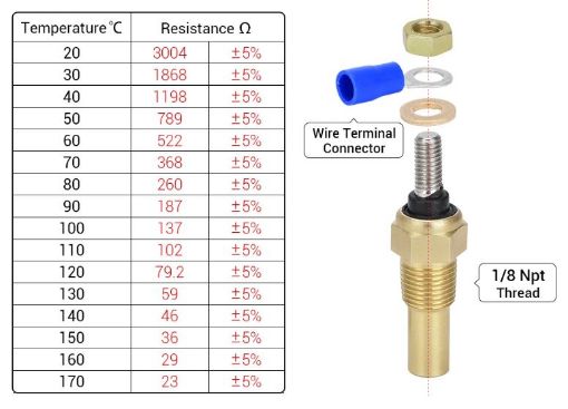Bild von Elektrischer Öl- und Wassertemperatursensor