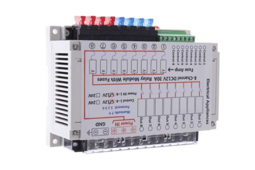 Bild von 8-kanals DC 12V 30A relæmodul med sikringer