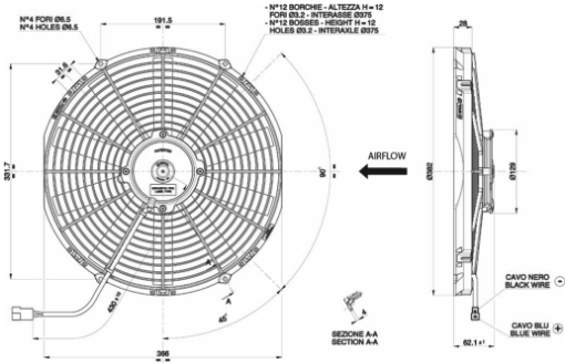 Bild von SPAL 14 "Hochleistungskühlerlüfter - Push - 30102056 - 1841 CFM