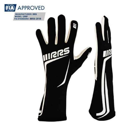 Bild von RRS GRIP 2 racing gloves - Black logo WHITE - FIA 8856-2018 - XL
