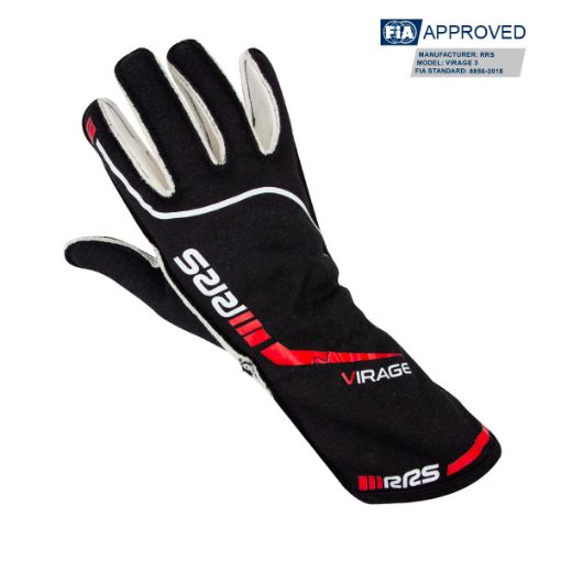 Bild von Racing gloves RRS VIRAGE 3 - BLACK logo RED - FIA 8856-2018 - L