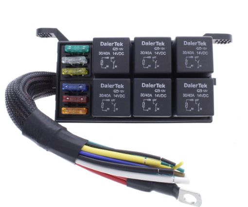 Bild von 12V Universelle 6-fach Sicherungs- und Relaisbox mit Kabeln