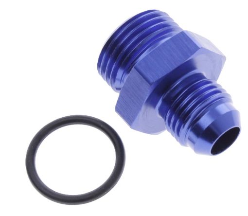 Bild von AN12-Stecker - AN10-O-Ring (7/8 "x14 SAE UNF) Stecker - Nippelanschluss - Blau Alu