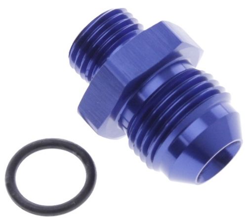 Bild von AN3-Stecker - AN4-O-Ring (7/16 "x20 SAE UNF) Stecker - Nippelanschluss - Blau Alu