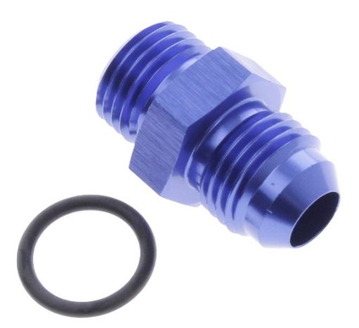 Bild von AN3-Stecker - AN3-O-Ring (3/8 "x24 SAE UNF) Stecker - Nippelanschluss - Blau Alu