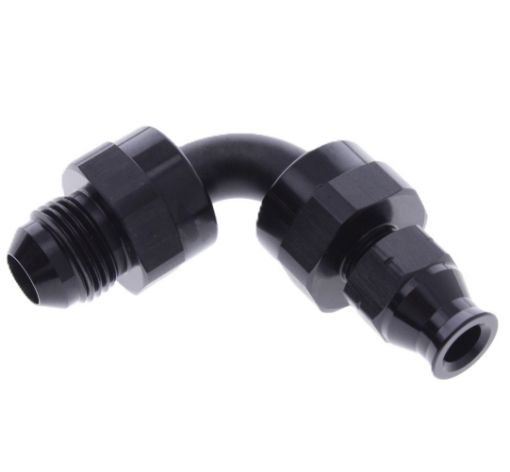 Bild von 90Grad. AN-Anschluss - Rohr-zu-Stecker-Adapter AN-6 -> Hardtube 5/16 "(7,93 mm) Schwarz