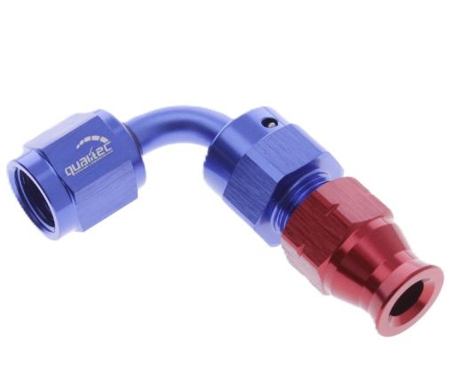 Bild von 90Grad. EINE Armatur - Adapter von Rohr zu Buchse - Rot / Blau