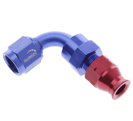 Bild von 90Grad. AN Anschlussstück - Rohr an Buchse Adapter AN-6 - Rot / Blau - 5/16" (7,93mm.)