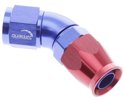 Bild von 45 Grad. PTFE AN Armatur - Rot / Blau - High Flow