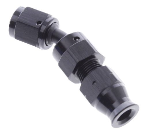 Bild von 45 Grad. AN Fitting - Rohr an Buchse 6-AN - Schwarz - 5/16" (7,93mm.)