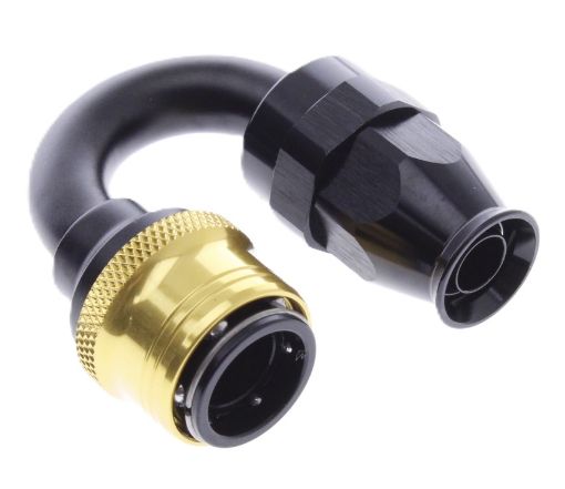Bild von 180° PTFE Quick Connect Hose Ends -Black/Gold - AN8