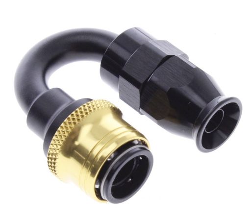 Bild von 180° PTFE Quick Connect Hose Ends -Black/Gold - AN6