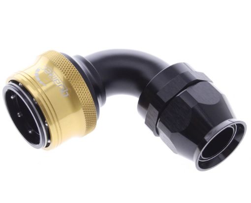 Bild von 90° PTFE Quick Connect Hose Ends -Black/Gold - AN16