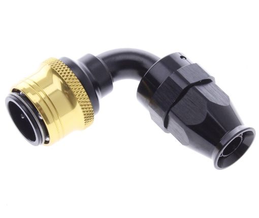 Bild von 90° PTFE Quick Connect Hose Ends -Black/Gold - AN8