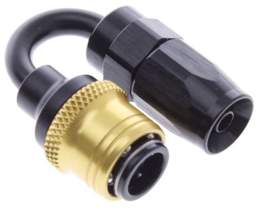 Bild von 180° Quick Connect Hose Ends -Black/Gold - AN4