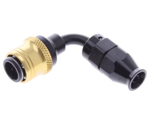 Bild von 90° PTFE Quick Connect Hose Ends -Black/Gold - AN4
