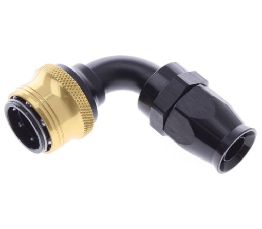 Bild von 90° PTFE Quick Connect Hose Ends -Black/Gold - AN10