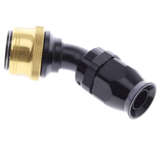 Bild von 45° PTFE Quick Connect Hose Ends -Black/Gold - AN12