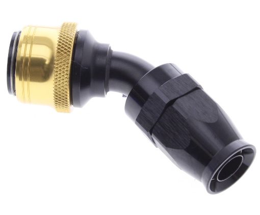 Bild von 45° PTFE Quick Connect Hose Ends -Black/Gold - AN10