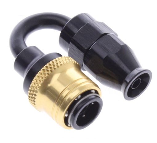 Bild von 180° PTFE Quick Connect Hose Ends -Black/Gold - AN4