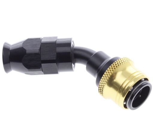 Bild von 45° PTFE Quick Connect Hose Ends -Black/Gold - AN6