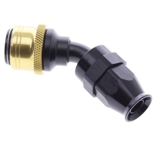 Bild von 45° PTFE Quick Connect Hose Ends -Black/Gold - AN8