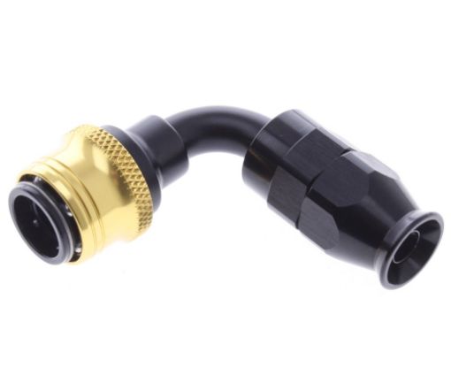 Bild von 90° PTFE Quick Connect Hose Ends -Black/Gold - AN6