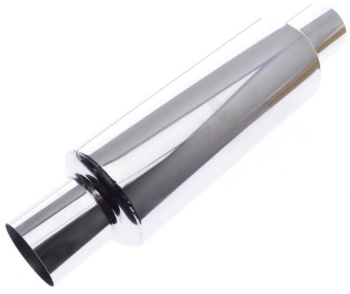 Bild von 2,5" / 63,5 mm ID, 2,5" / 63,5 mm OD - Universeller Edelstahl 201 Mittelschalldämpfer, hochglanzpoliert