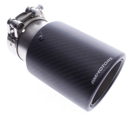 Bild von 2,5" inlet auf 3,5" outlet – Endrohr aus Edelstahl und matter Carbonfaser