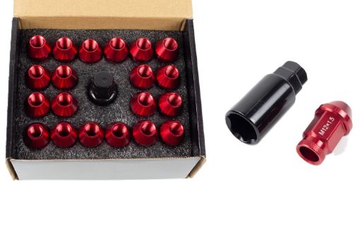 Bild von Aluminium-Radmuttern - M12x1.5 - Rot (20-teiliges Set)